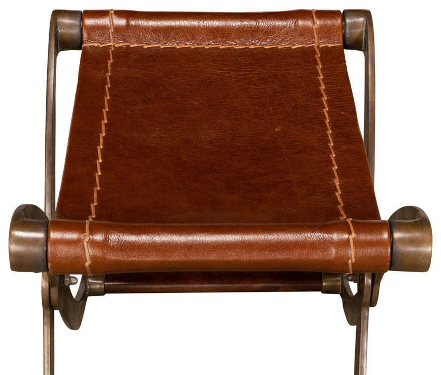 Campaign Leather Folding Stool   Traditional   Footstools And Ottomans   by Sideboards and Things  Houzz