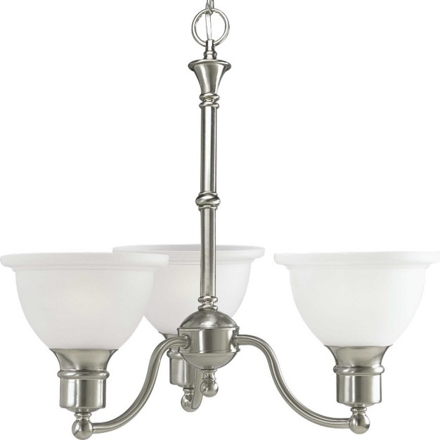 Progress Lighting Madison 3 light Chandelier Brushed Nickel Reversible Glass Up down Mounting Canopy Included