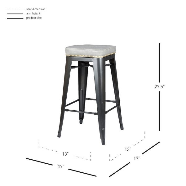 Metropolis PU Leather Metal Backless Counter Stool，Set of 4 - N/A