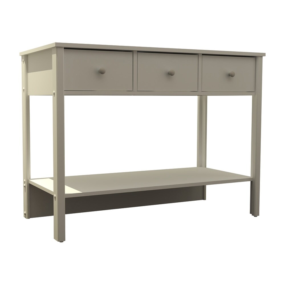 Boahaus Pierrefort Modern Console Table with Drawers  One Shelf  and Metal Knobs.