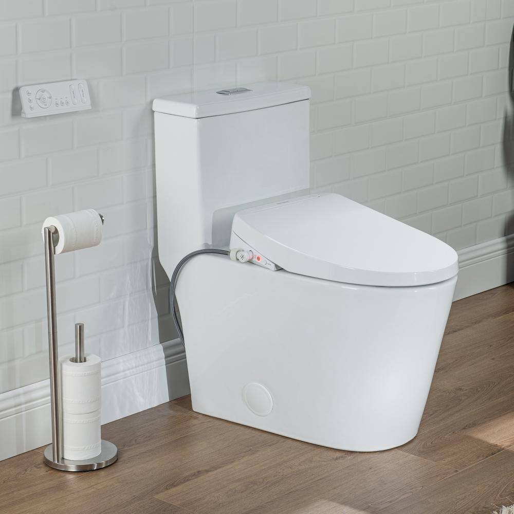 Casta Diva CD-BT03 Elongated Bidet Toilet Combo Dual Flush 0.91.28GPF in White with Advance Smart Bidet Seat CD-BT03