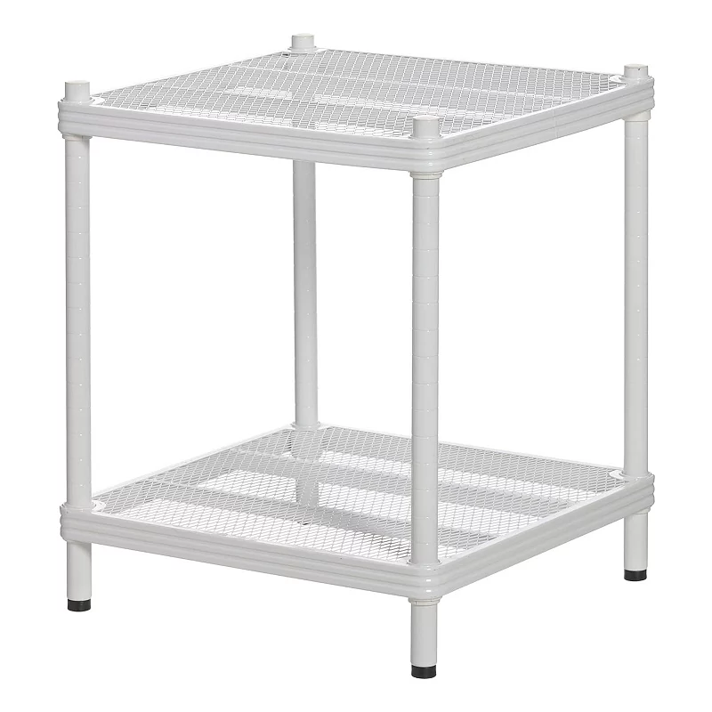 Design Ideas Meshworks 2 Tier Narrow Metal Storage Shelving Unit Rack， White