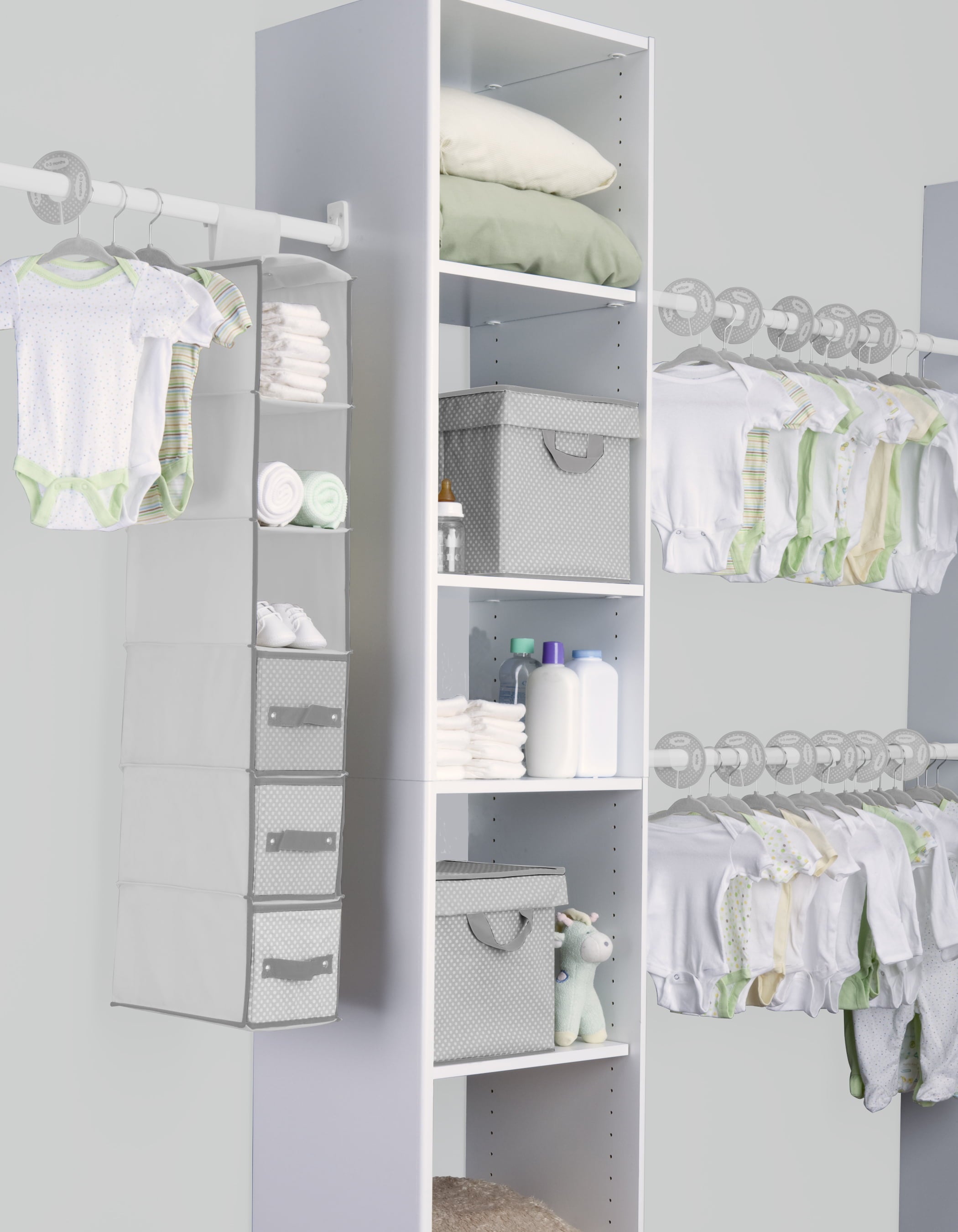 Delta Children Nursery Storage 48 Piece Set - Easy Organization Solution, Dove Grey