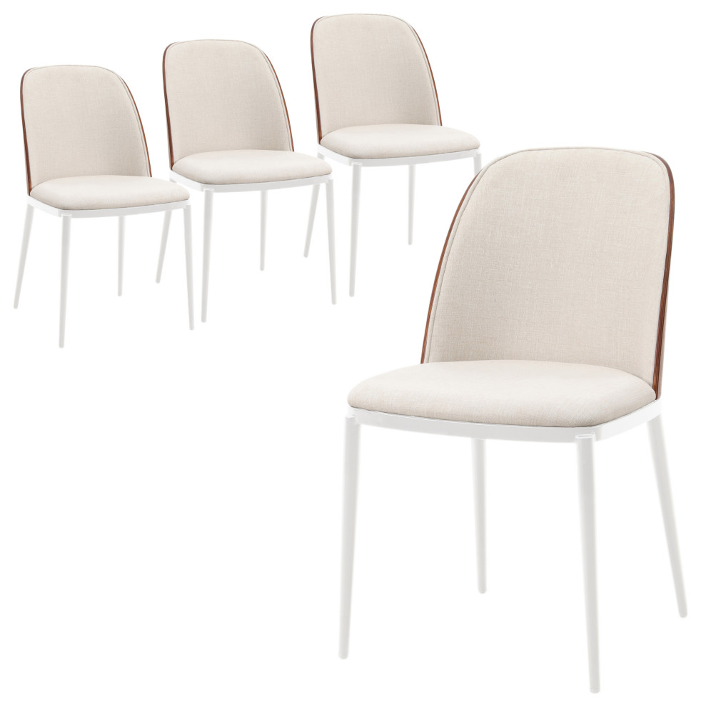 LeisureMod Tule Dining Chair with White Frame Set of 4   Midcentury   Dining Chairs   by LeisureMod  Houzz