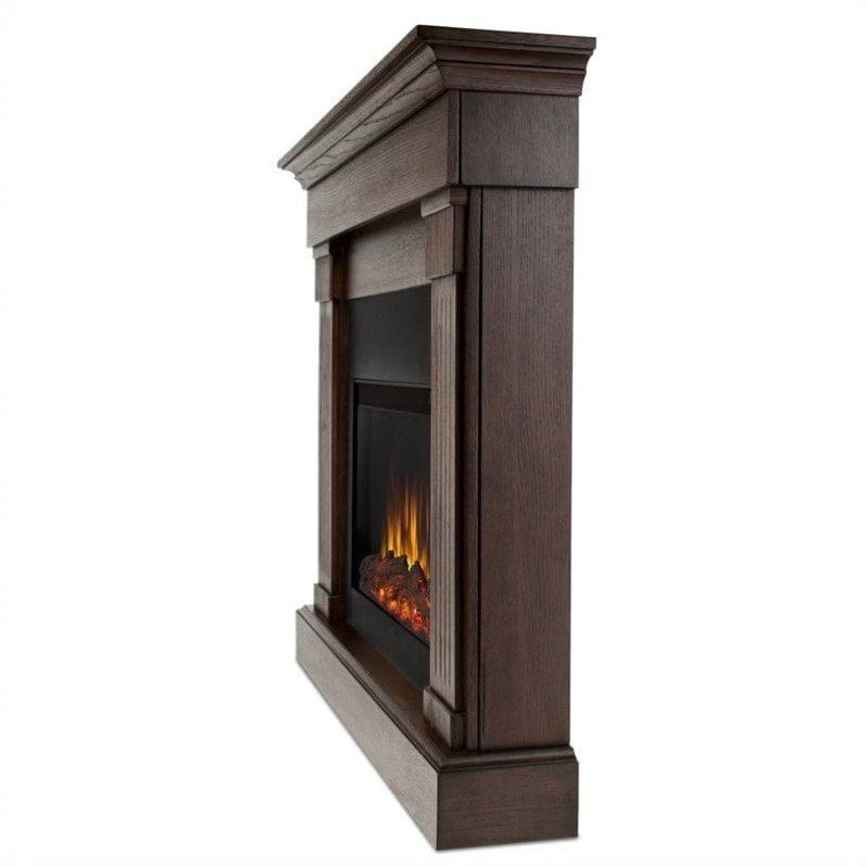 Real Flame Crawford Electric Slim Line Fireplace in Chestnut Oak