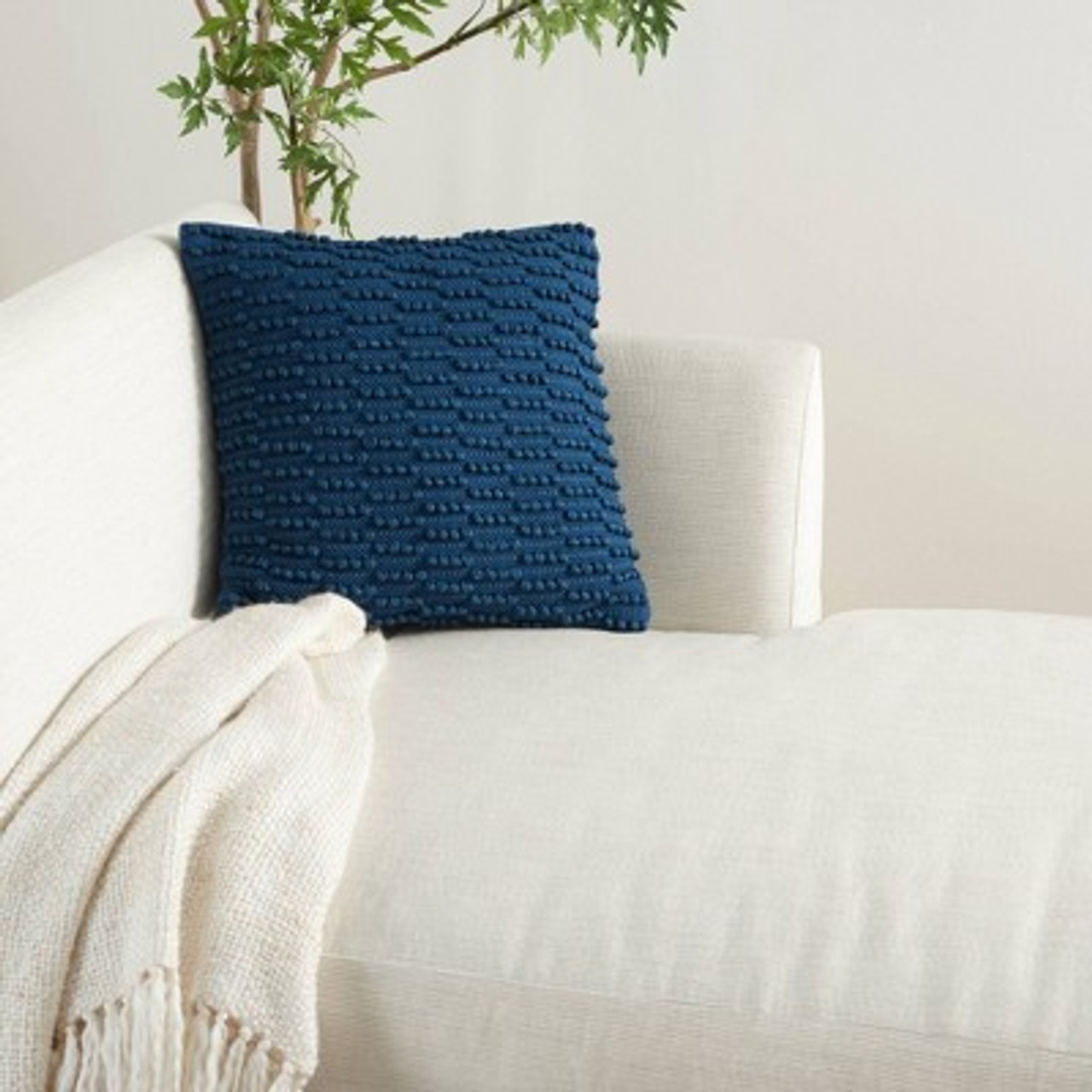 18x18 Life Styles Woven Dot and Striped Square Throw Pillow Navy - Mina Victory