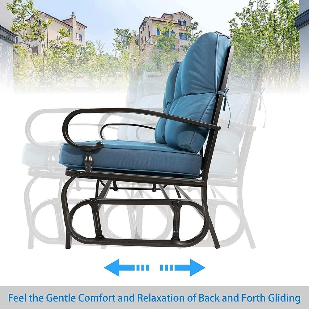 Nista Outdoor Glider Bench Rocking Chair with Cushions by Havenside Home