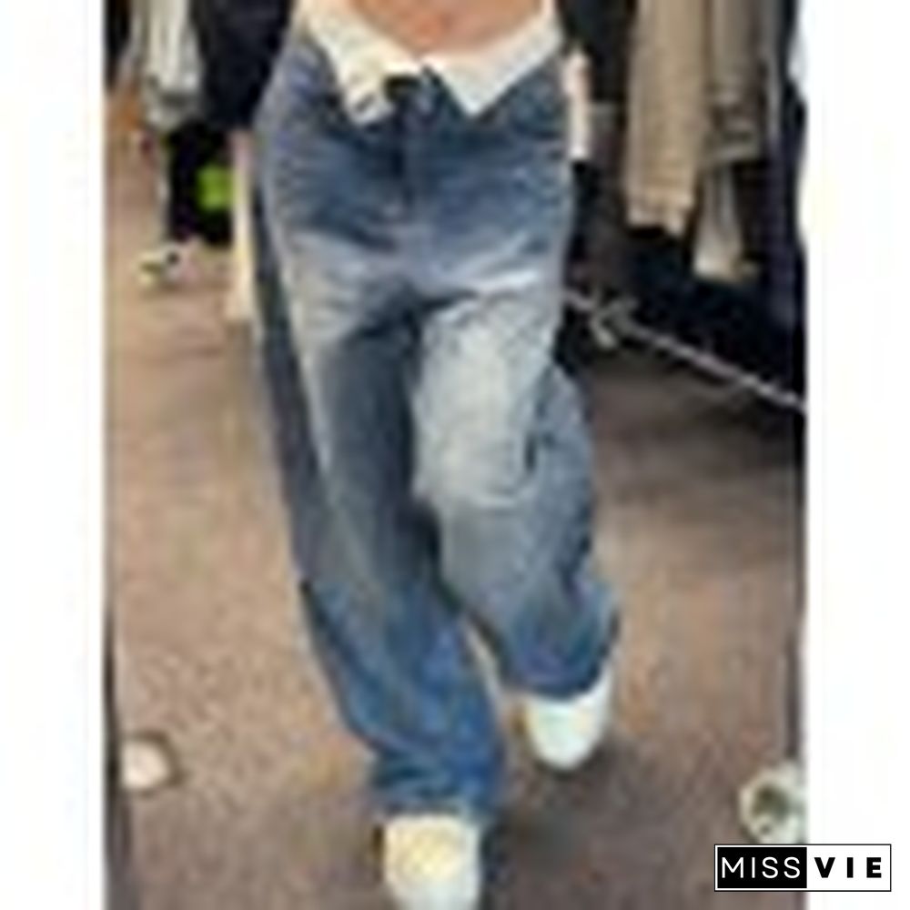 Patchwork Waist High Rise Boyfriend Jeans