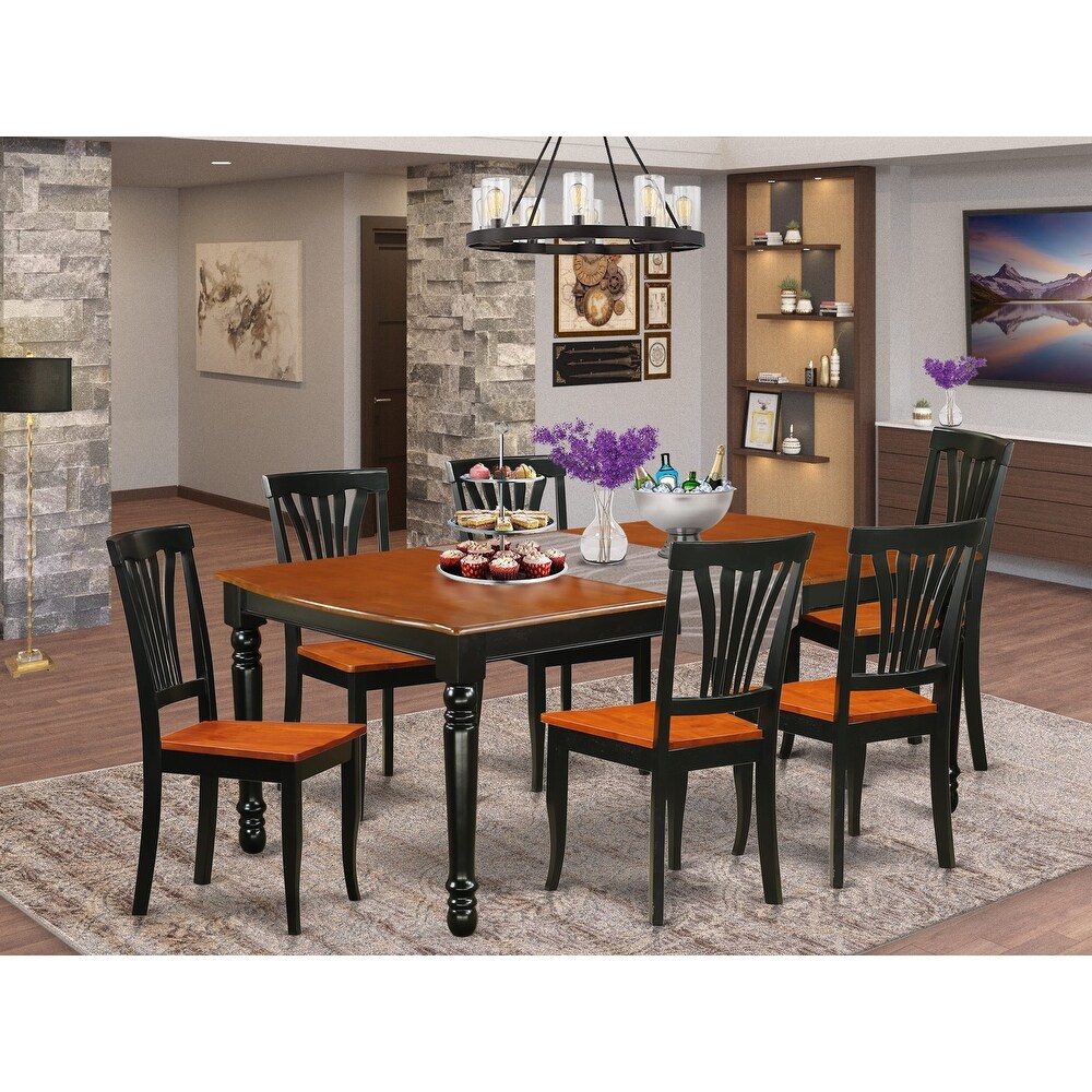 East West Furniture Dining Table Set  a Rectangle Dining Room Table and Kitchen Chairs  Black   Cherry (Pieces   Seat Options)