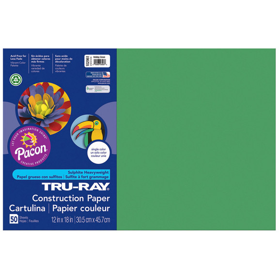 Pacon PAC102961 Tru Ray 12 X 18 Holiday Green 50Sh...