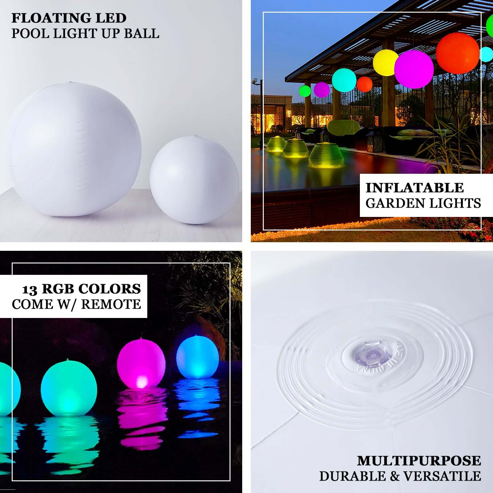 Inflatable Outdoor Garden Light Up Ball, Floating Pool Glow Ball With Remote - 13 RGB Colors and 3 Color Modes 20