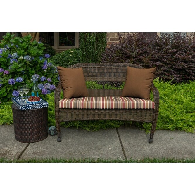 Sunbrella Striped 43.5 inch Striped Outdoor Settee Bench Cushion