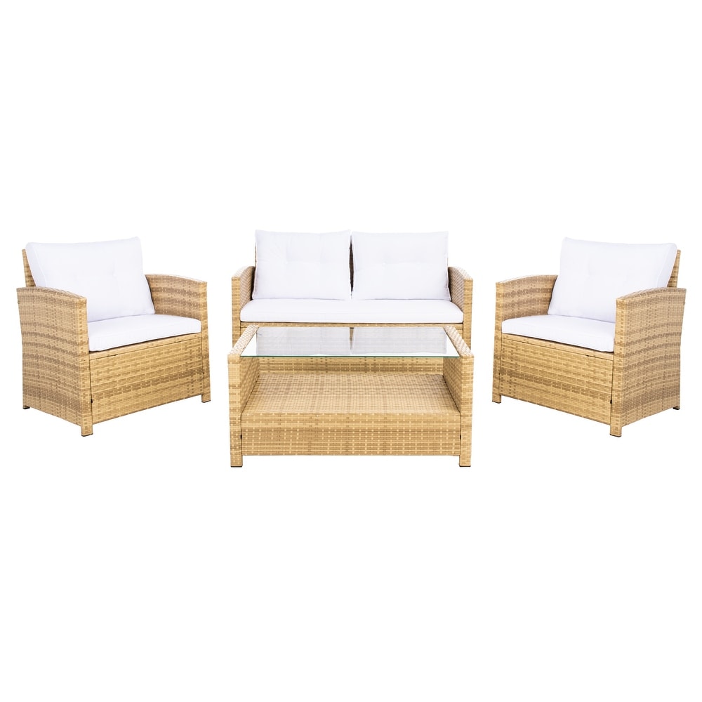 SAFAVIEH Outdoor Vellor 4 Piece Conversation Patio Set.