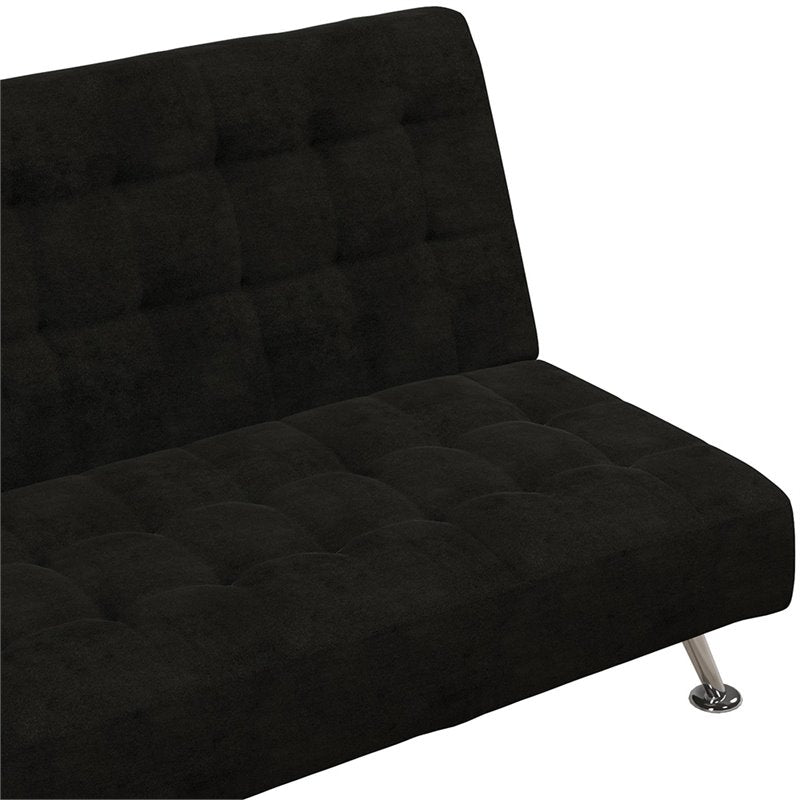 DHP Mabel Tufted Kids Sleeper Sofa in Black and Chrome