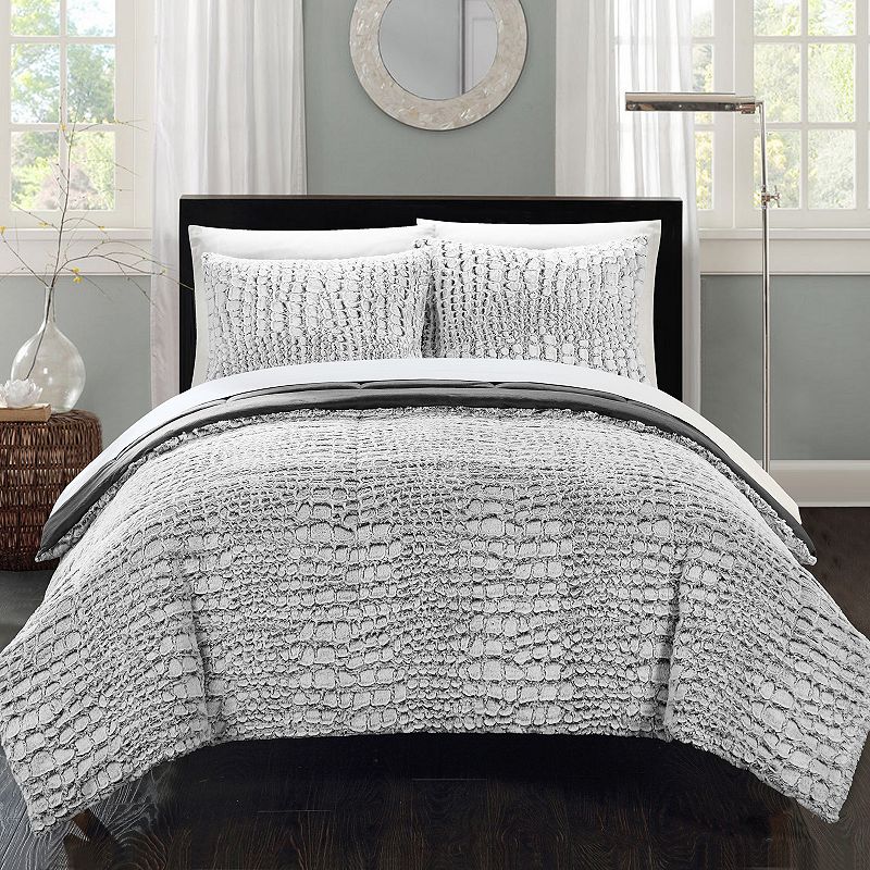 Alligator Faux Fur 3-piece Queen Comforter Set