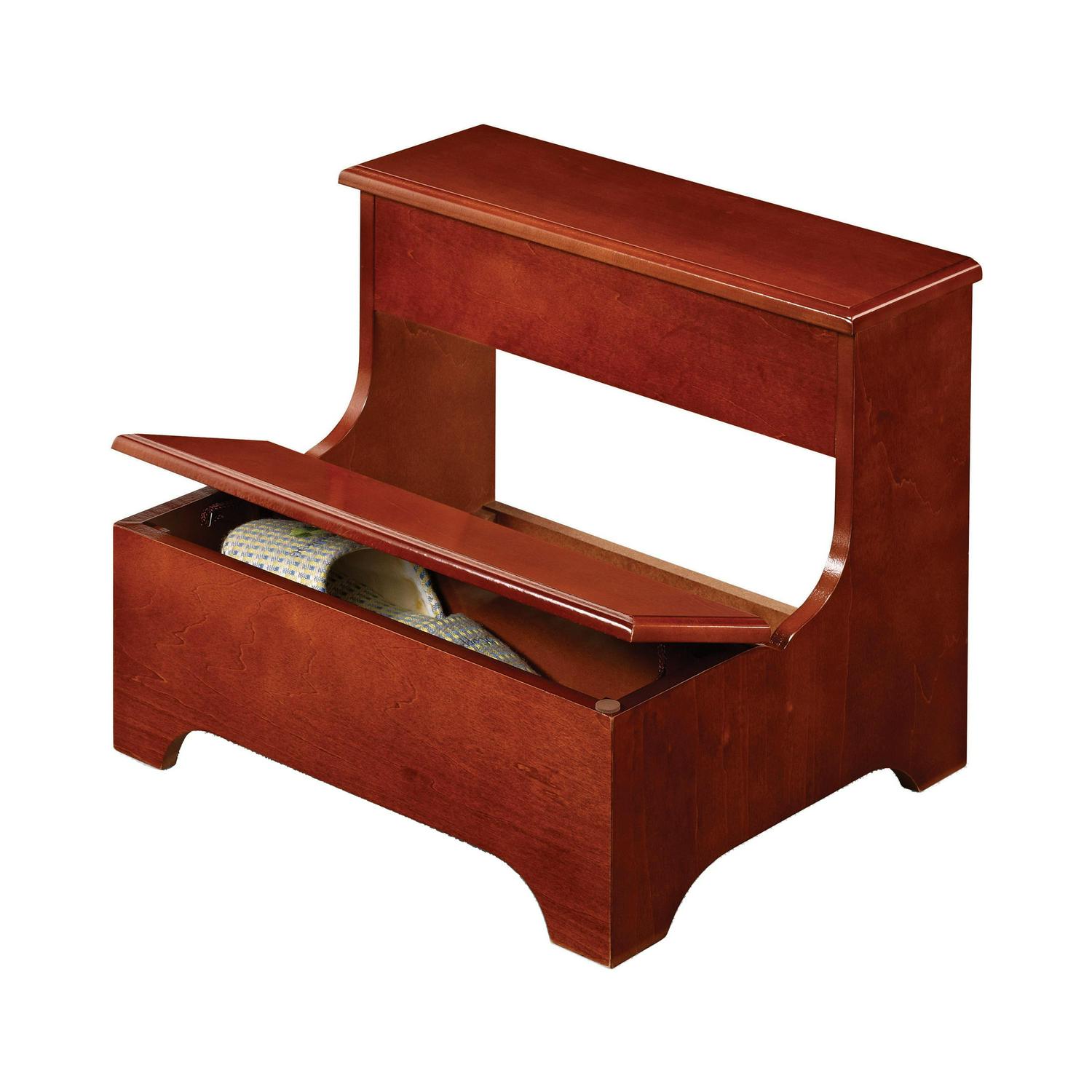 2-tier Step Stool With Hidden Storage Warm Brown