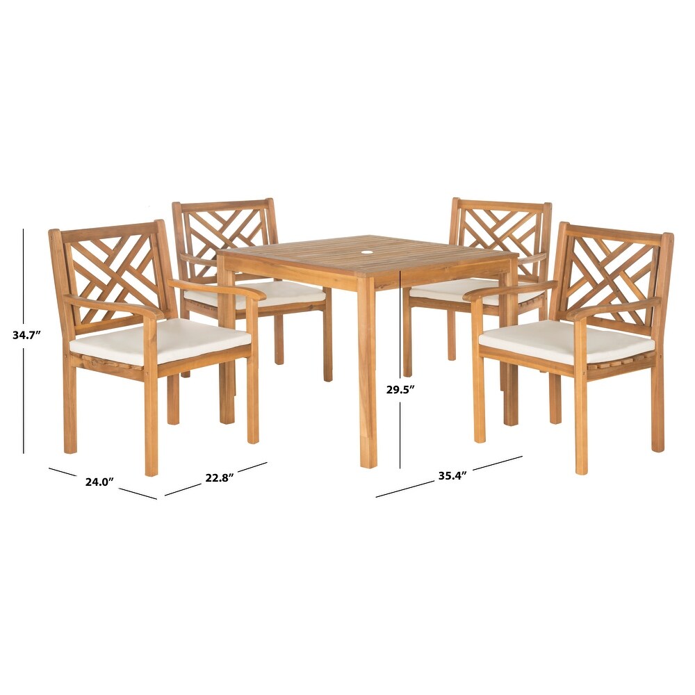 SAFAVIEH Outdoor Living Bradbury Brown Acacia Wood 5 piece Beige Cushion Dining Set