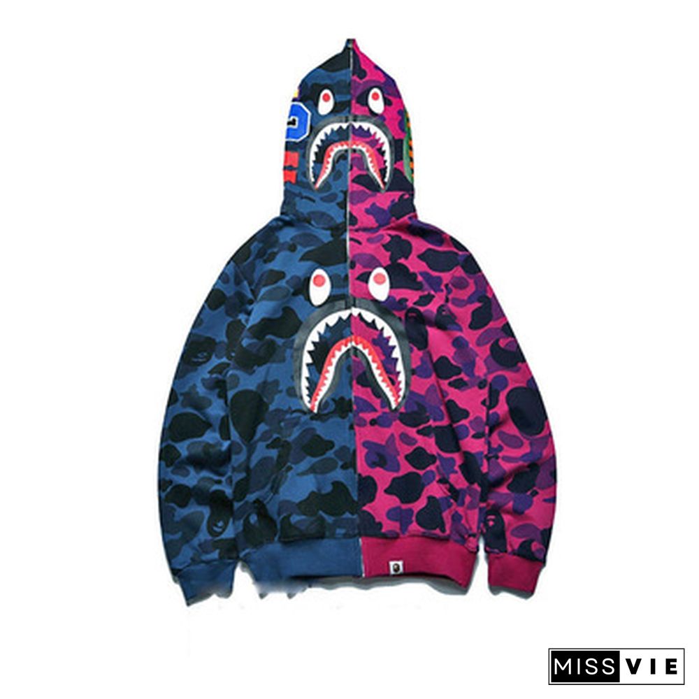 Fashion Shark Head Print Sweatshirt Hooded Jacket