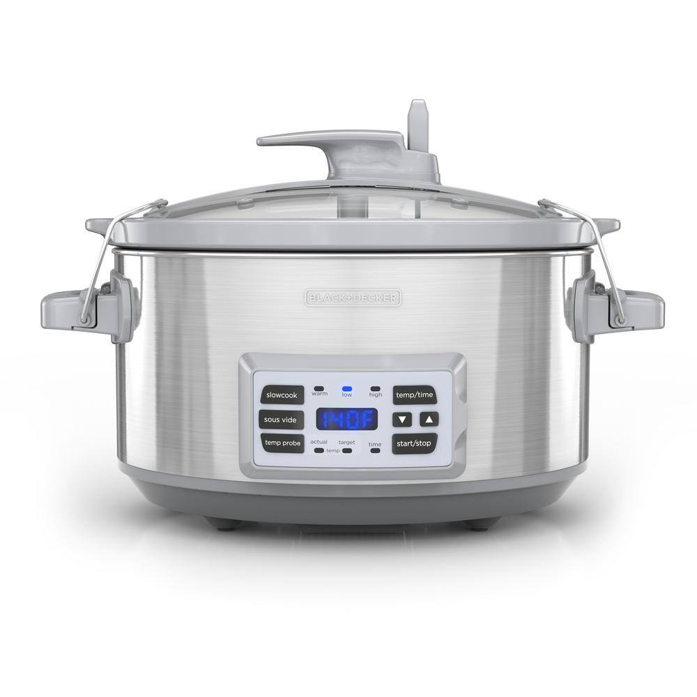 BLACK+DECKER 7 Qt. Stainless Steel Electric Slow Cooker with Temperature Probe and Precision Sous-Vide SCD7007SSD