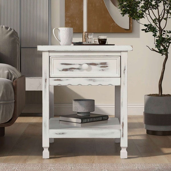 Classical End Table with Open Styled Shelf Large Storage Space