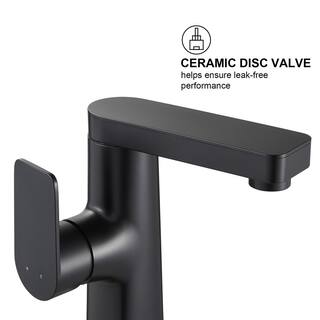 Zalerock Minimalist Single Handle Single Hole Bathroom Faucet in Matte Black WFMP003