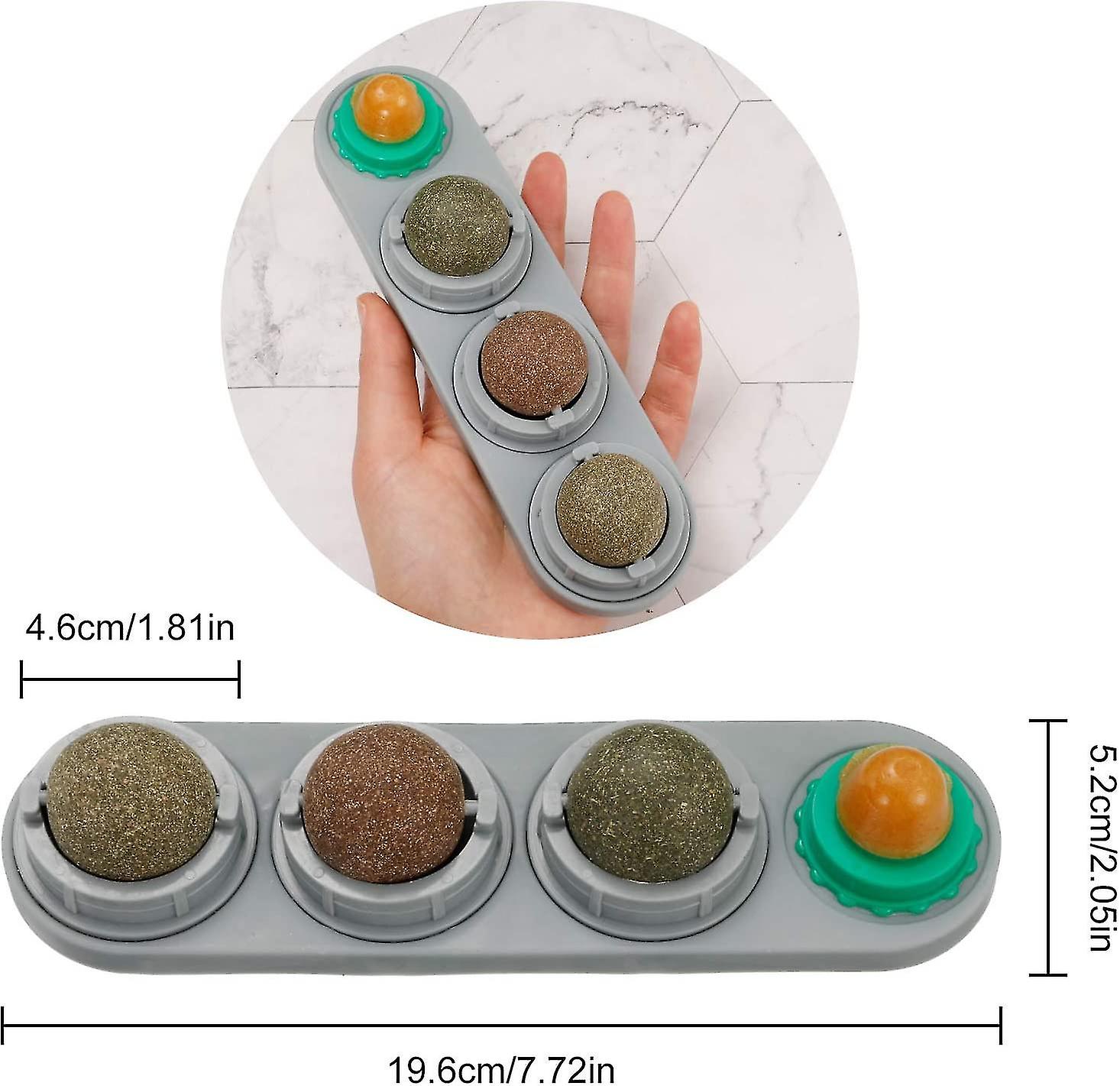 Catnip Ball Catnip Toy， Edible Cat Toy Teeth Cleaning Self-adhesive Wall Cat Snacks Licking Sugar