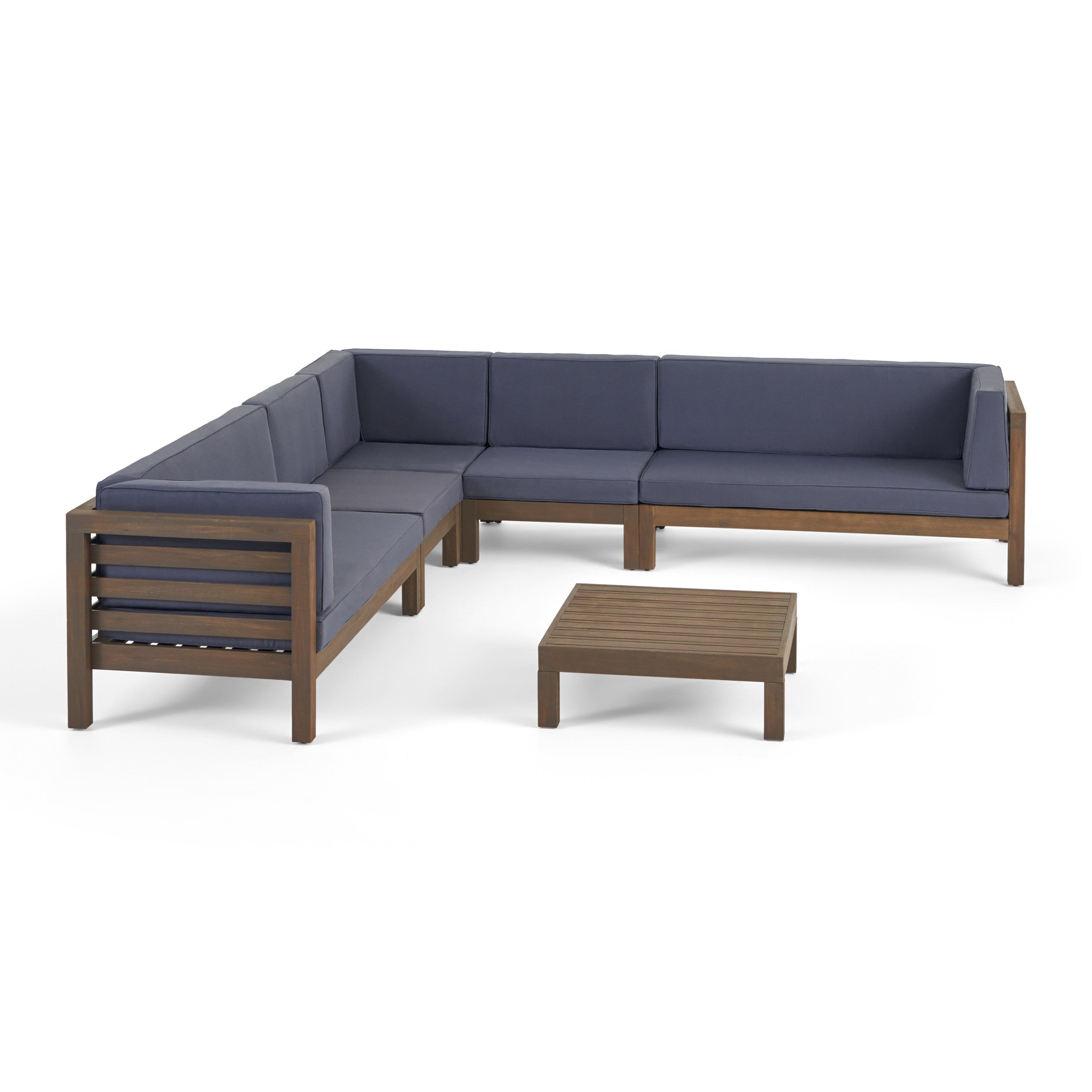 Emma Outdoor 7 Seater Acacia Wood Sectional Sofa Set