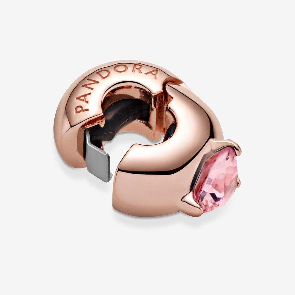 PANDORA  Pink Heart Solitaire Clip Charm