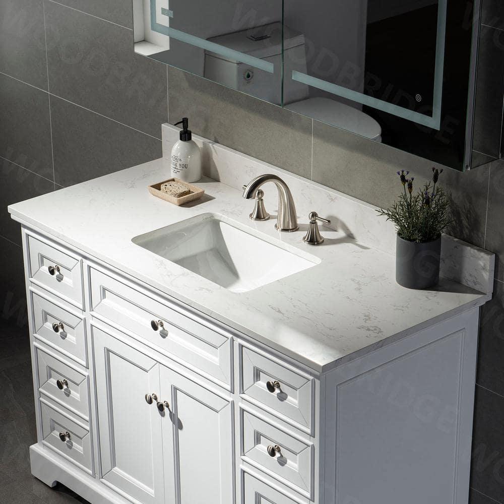 WOODBRIDGE 49 in W X 22 in D Engineered Stone Vanity Top in Carrara White with Single White Sink