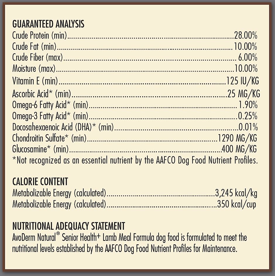 AvoDerm Advanced Senior Health Lamb and Chicken Meal Formula Dry Dog Food