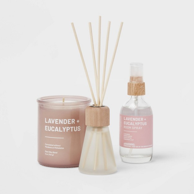 3pk Diffuser Candles Room Spray Gift Set Eucalyptus Lavender