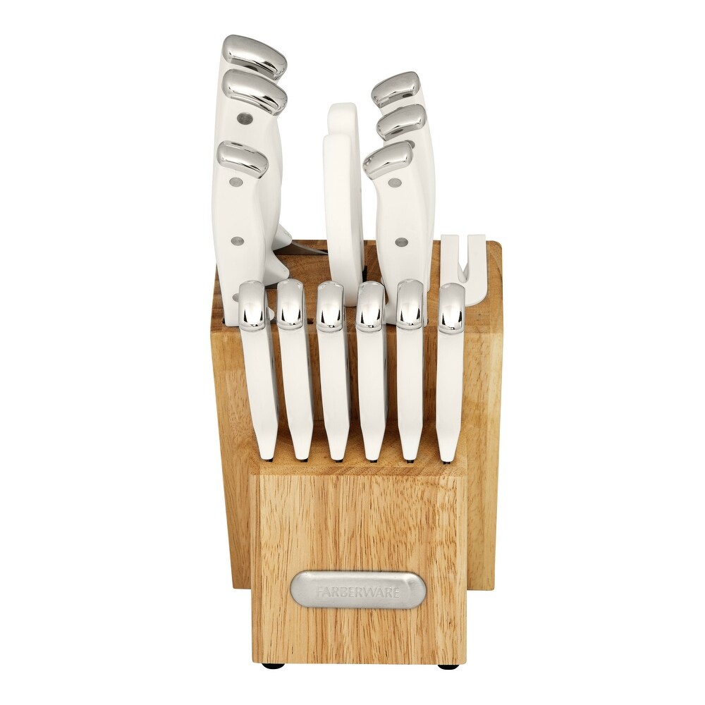 Farberware EdgeKeeper 14 Piece White Cutlery Set with Block   N/A