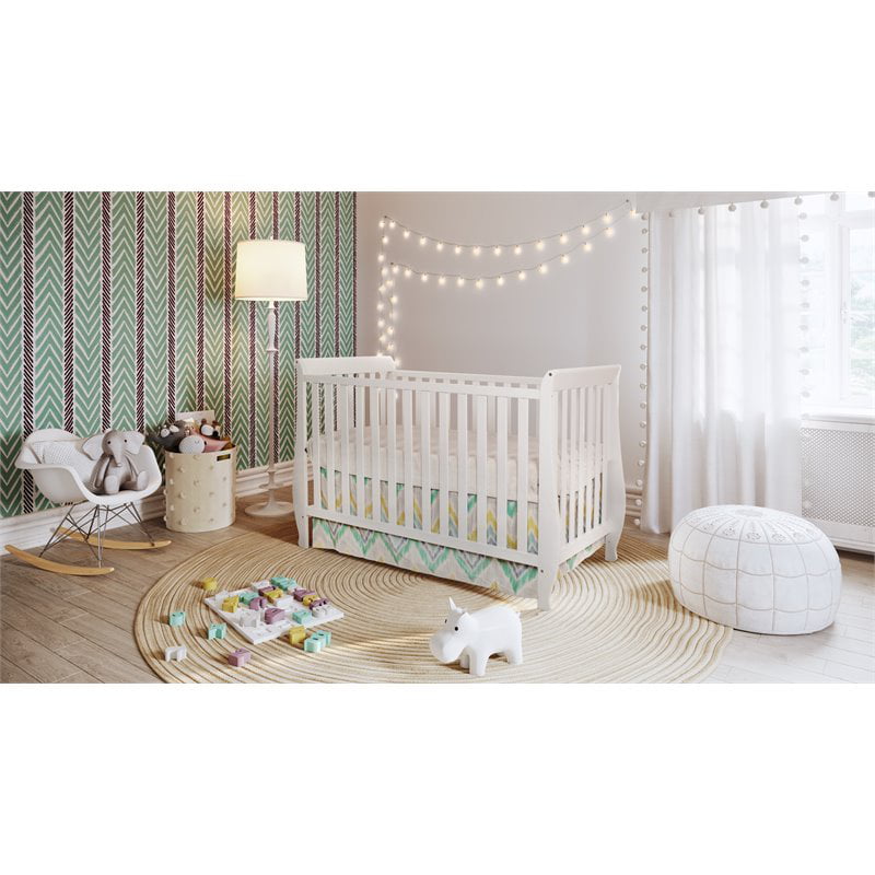 AFG Baby Furniture Naomi 4-in-1 Convertible Crib with Guardrail White