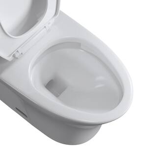 cadeninc 1-Piece 1.1 GPF1.6 GPF Dual Flush Elongated Toilet in White Siphonic Jet with Toilet Seat Included UBOS-LQW9-125