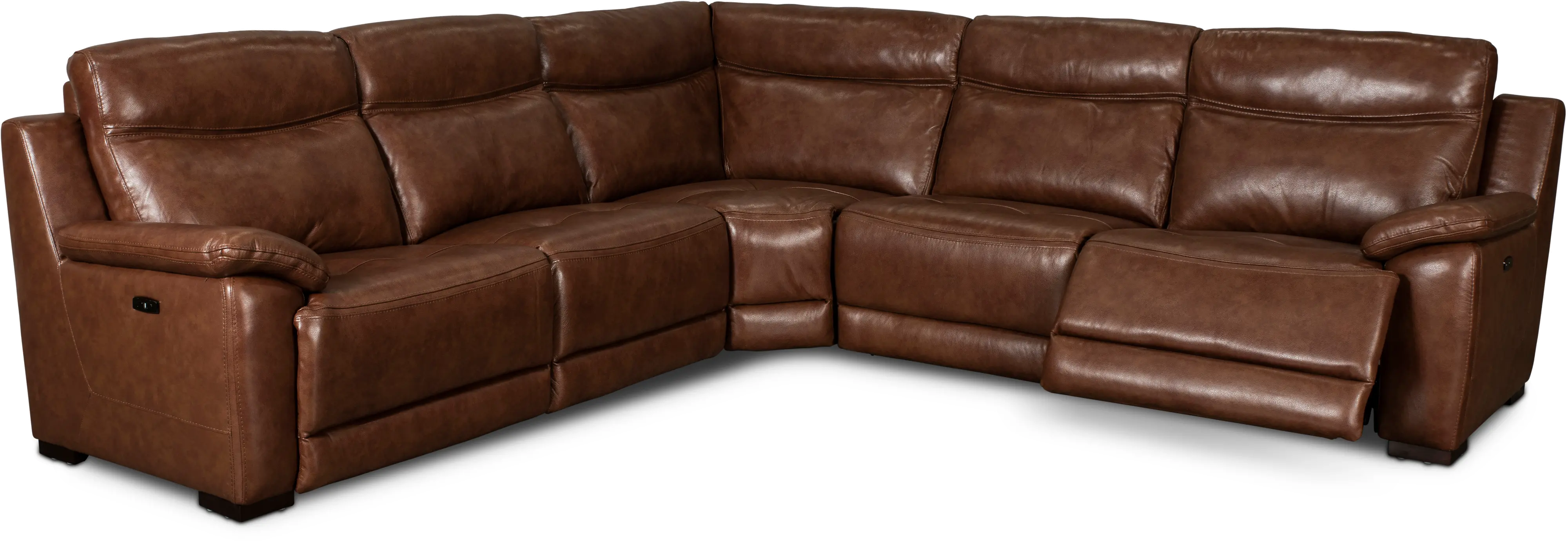 Kobe Brown Leather-Match 5 Piece Power Reclining Sectional