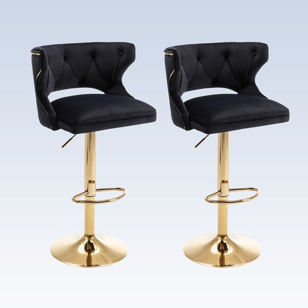 Modern 2PCS Bar Stools With Back and Footrest Counter Height