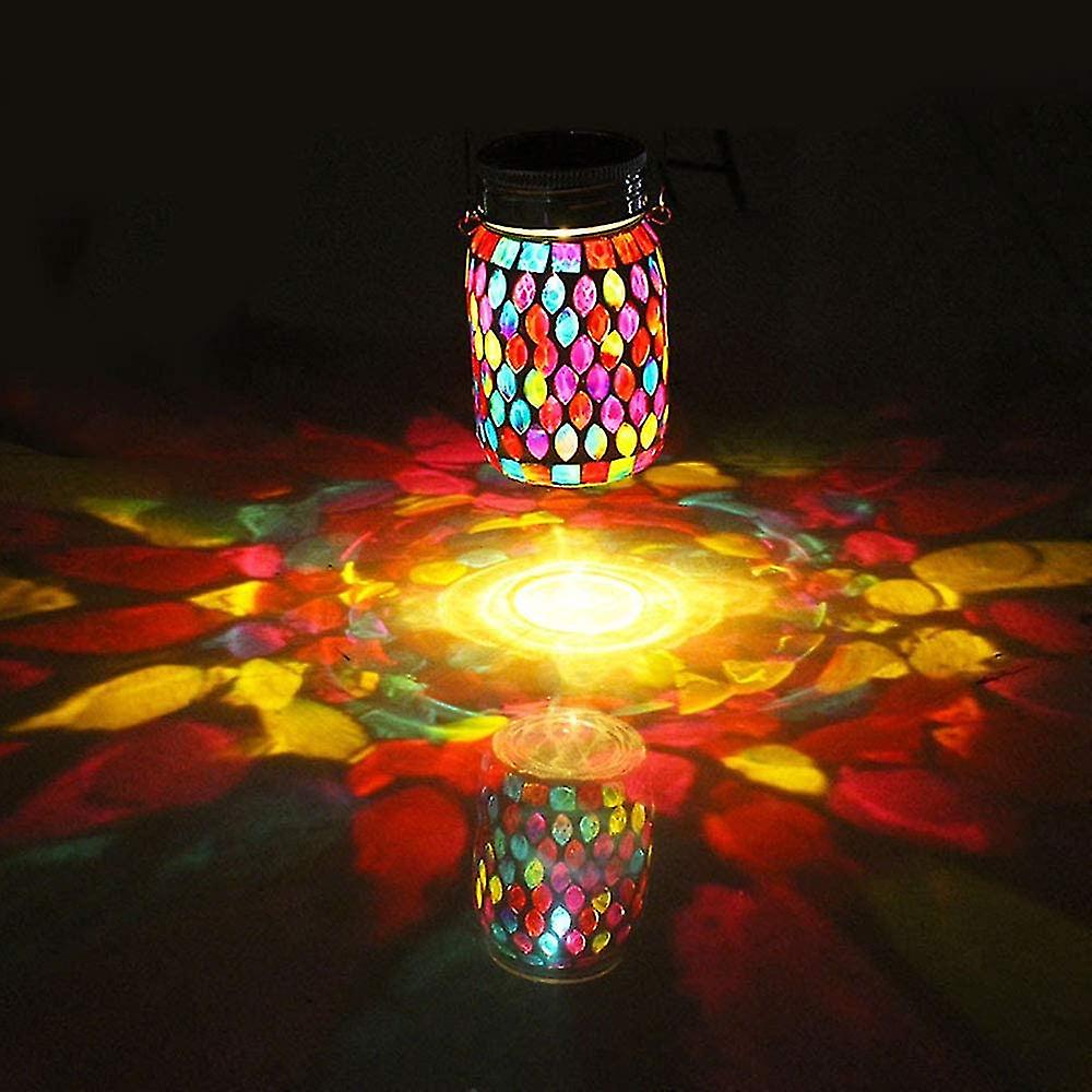 Dww-mosaic Solar Lights Outdoor Hanging Lanterns， Rechargeable Mosaic Solar Lanterns Outdoor Waterproof Solar Night Lights Table Lamps For Decorations