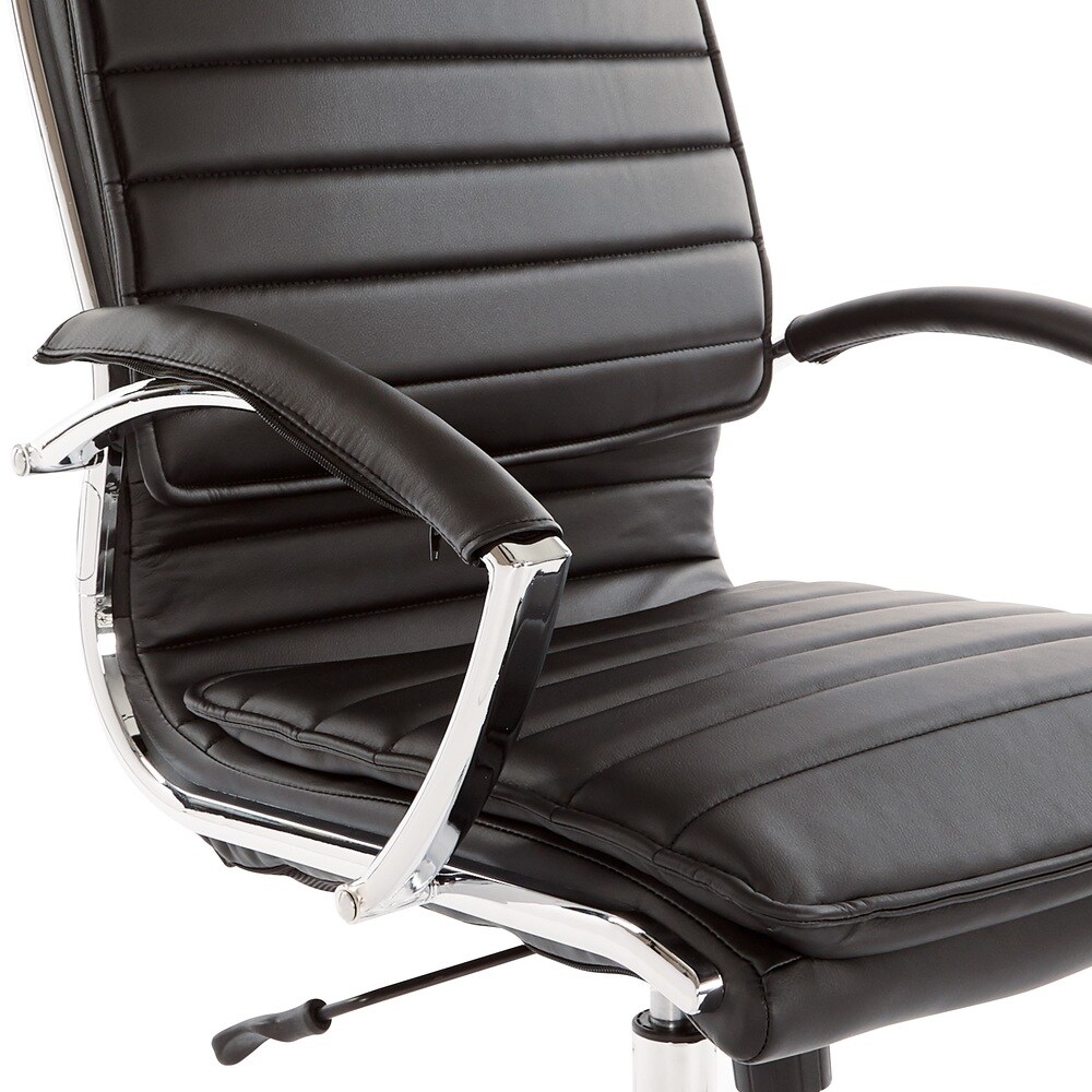 High Back Professional Managers Faux Leather Chair with Chrome Base and Removable Sleeves