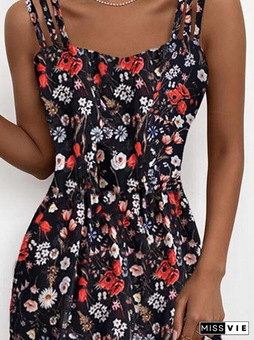 Bohemian Floral Print Vintage Mini Dress Sexy Sling Off Shoulder Sleeveless Club Women Dress New Summer Casual Wrap Beach Dress