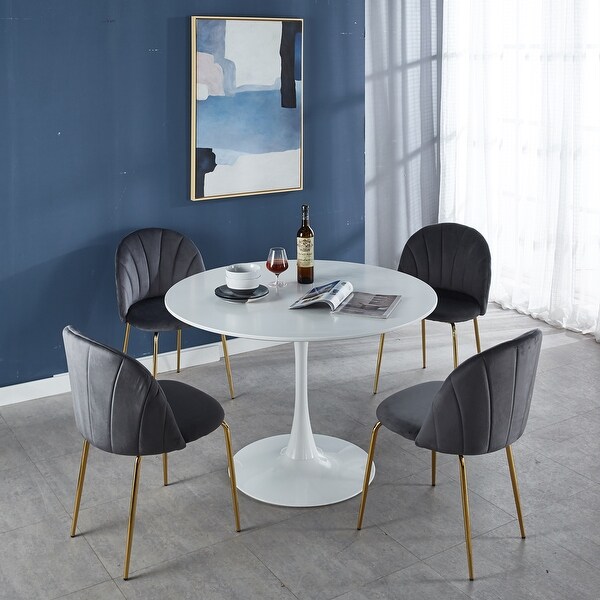 42 in. MDF Midcentury Dining Table with Metal Legs