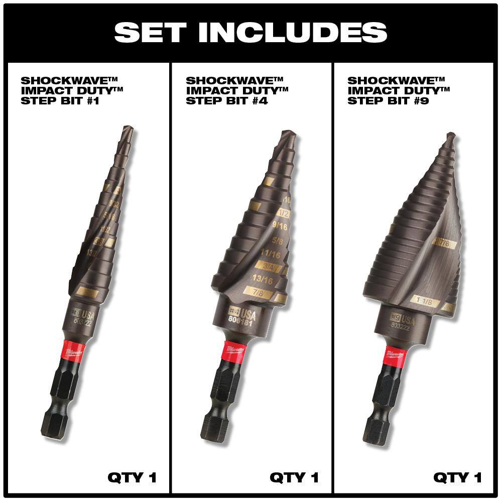 MW Titanium SHOCKWAVE Impact Duty Step Bit Kit with Titanium Drill Bit Set (26-Piece) 48-89-9257-48-89-4631