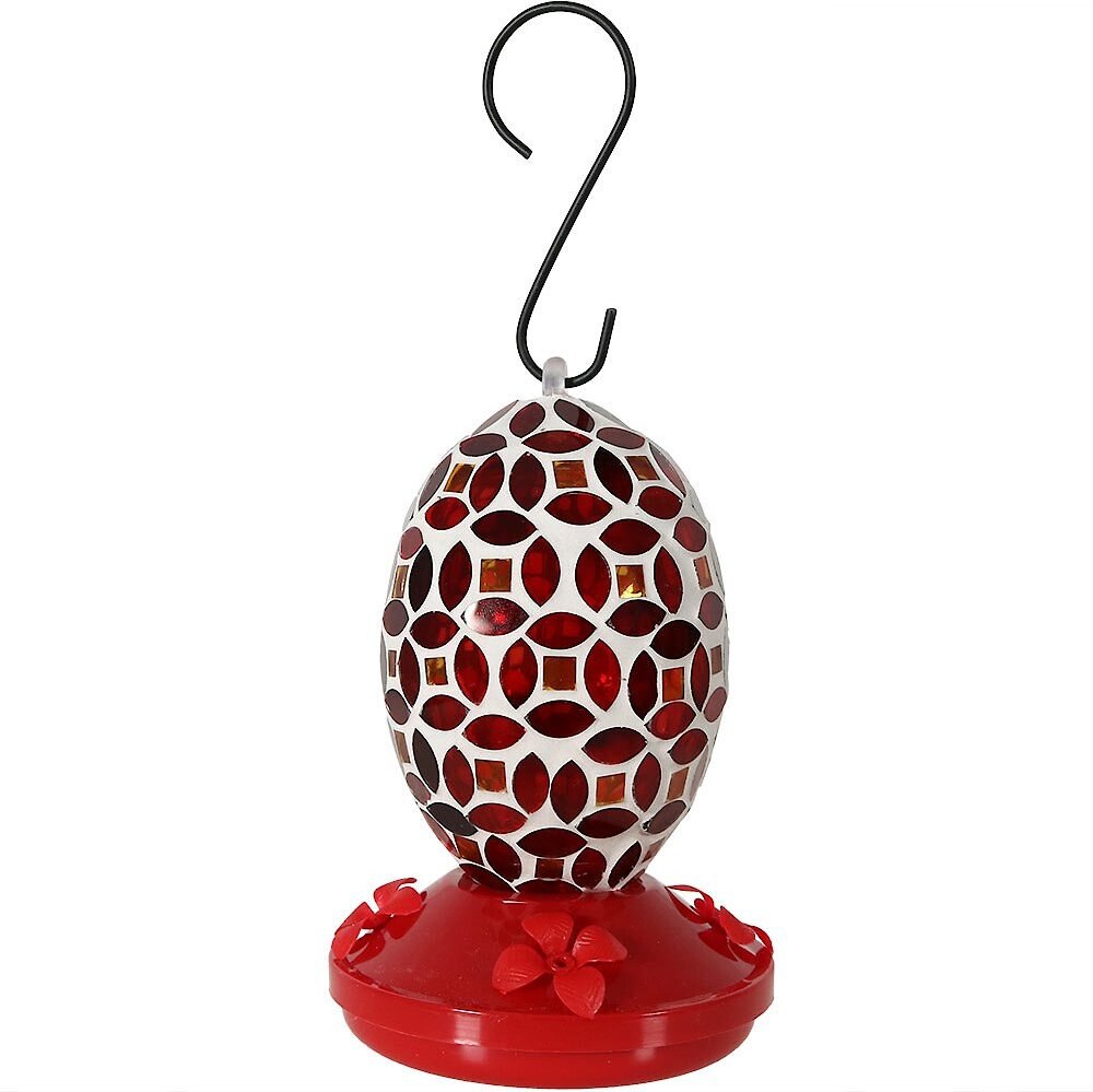 Sunnydaze Decor Red Mosaic Glass Flower Hummingbird Feeder