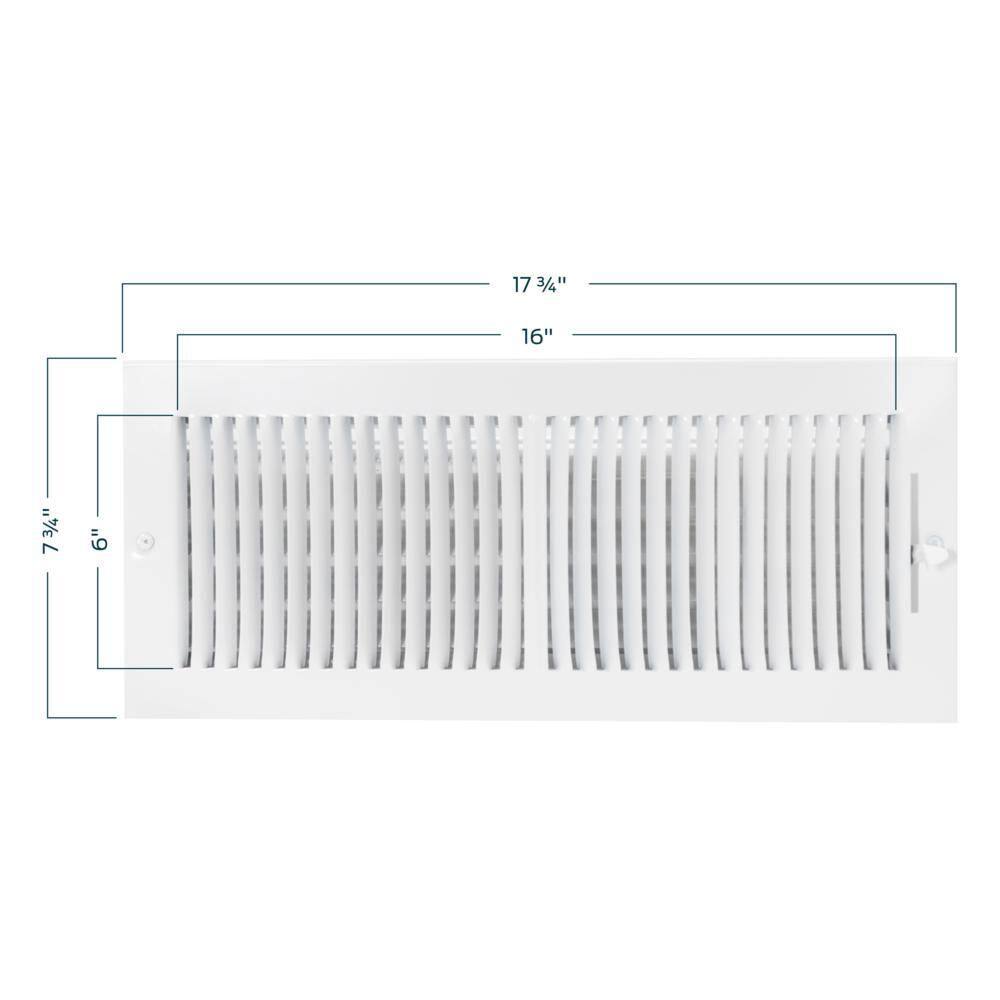 EZ-FLO 16 in. x 6 in. 2-Way Steel WallCeiling Register White 61663