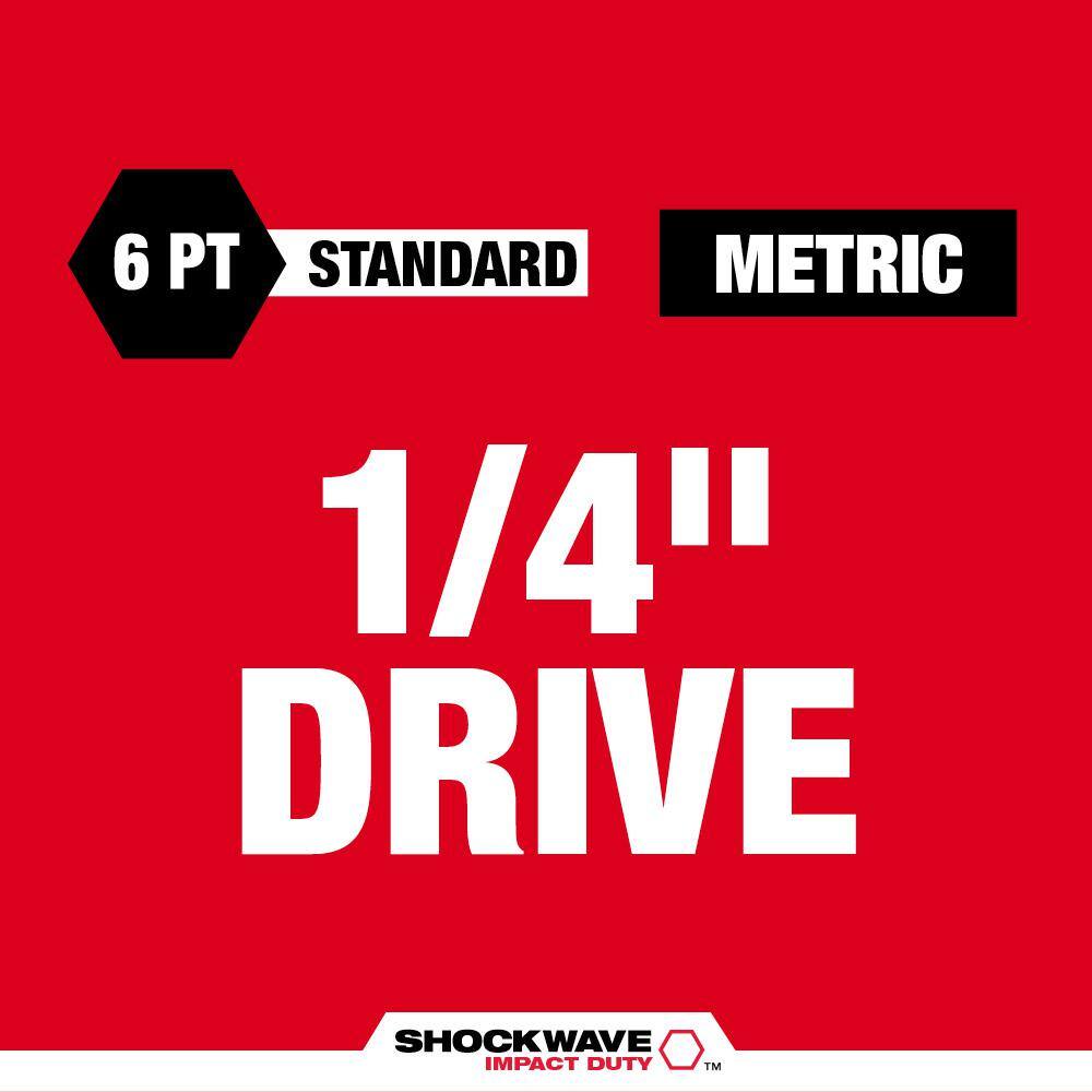 MW SHOCKWAVE 14 in. Drive Metric 6 Point Impact Socket Set (14-Piece) 49-66-7002