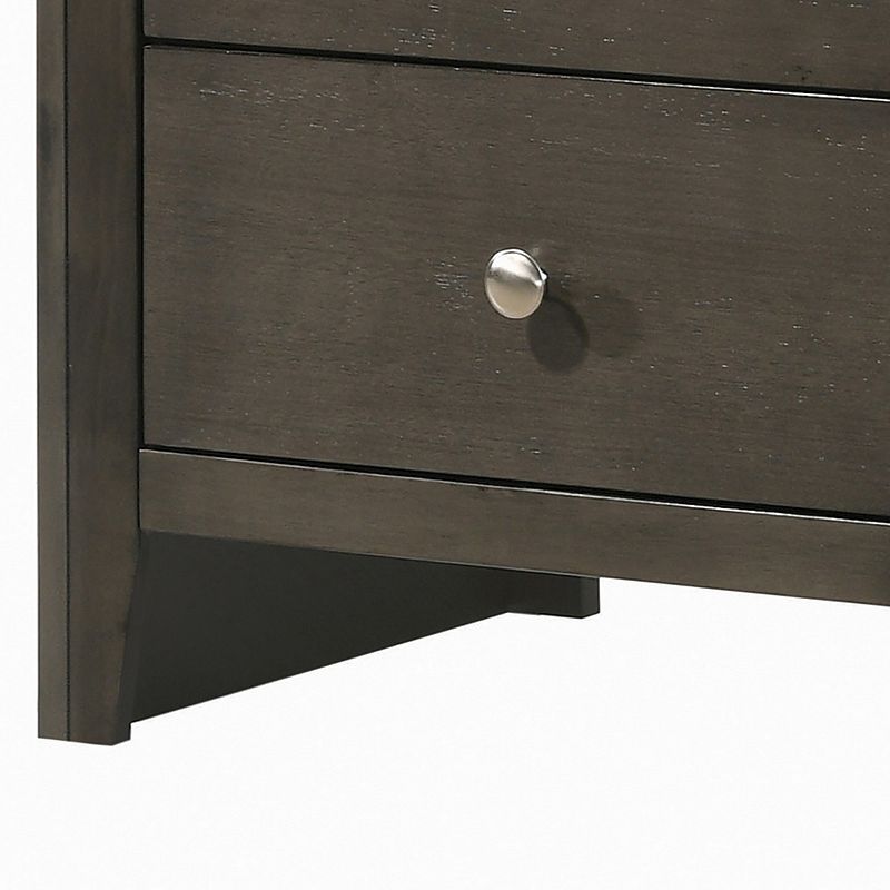 Wooden Nightstand with 2 Drawers and Round Pull Handles， Gray