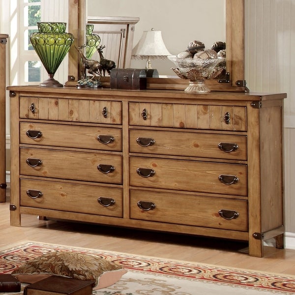 Furniture of America Sierren Country Style 2-piece Dresser and Mirror Set - - 21906756