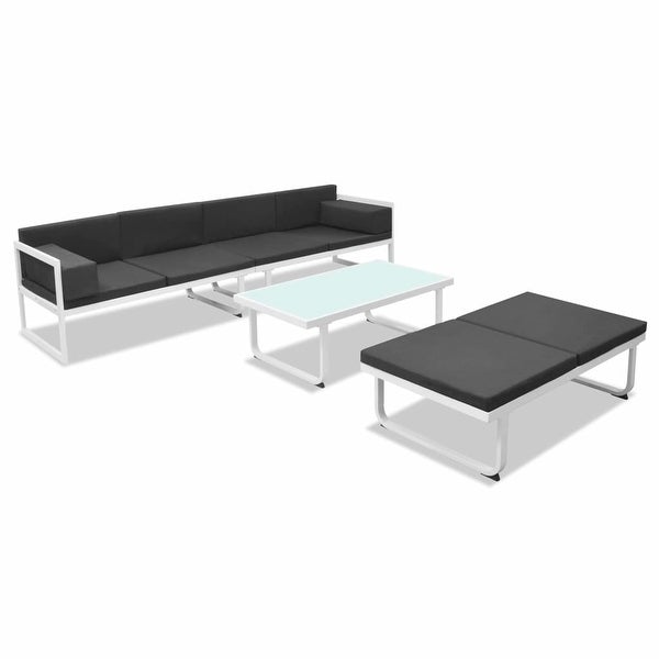 4 Piece Garden Lounge Set with Cushions Aluminium Black - Overstock - 35107560