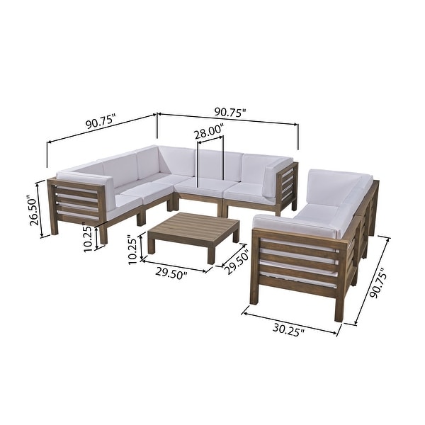 Oana Outdoor 9Piece Acacia Wood Sectional Sofa Set with Coffee Table by Christopher Knight Home