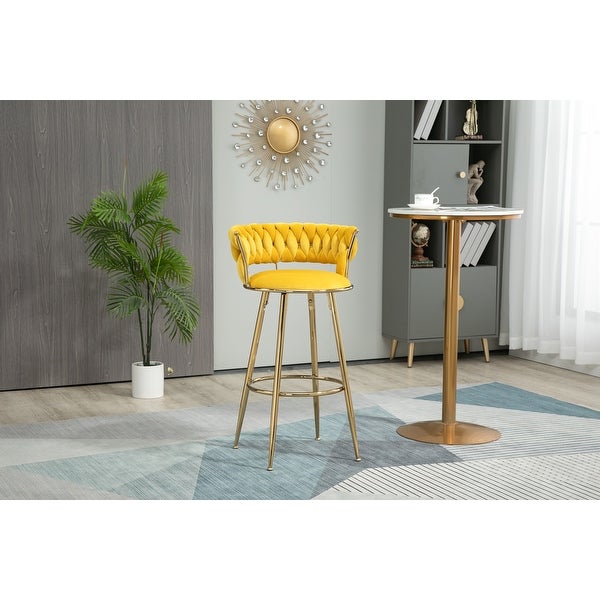 Low Back Bar Stool Light Luxury Bar Chair with Circular Footrest