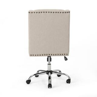 Noble House Chiara Wheat Fabric Home Office Desk Chair with Stud Accents 40956